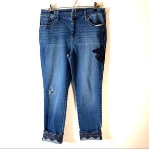 Chicos Platinum Lace Cuff Jeans